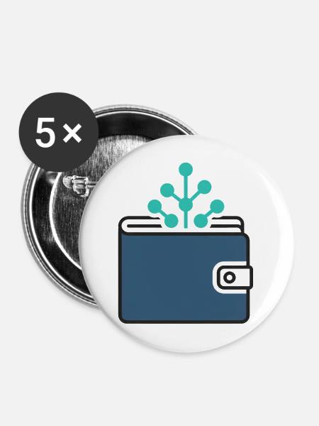 Crypto Wallet | Blockchain & Finanzen Symbol - Buttons mittel 32 mm (5er Pack) - Weiß