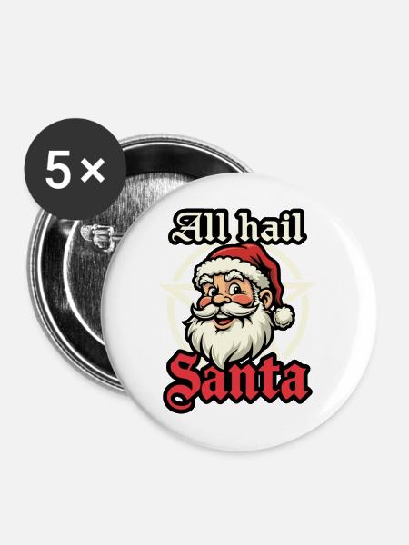 Heil dem Weihnachtsmann - Buttons mittel 32 mm (5er Pack) - Weiß