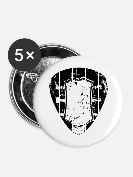 Gitarre retro Plektrum - Buttons mittel 32 mm (5er Pack) - Weiß