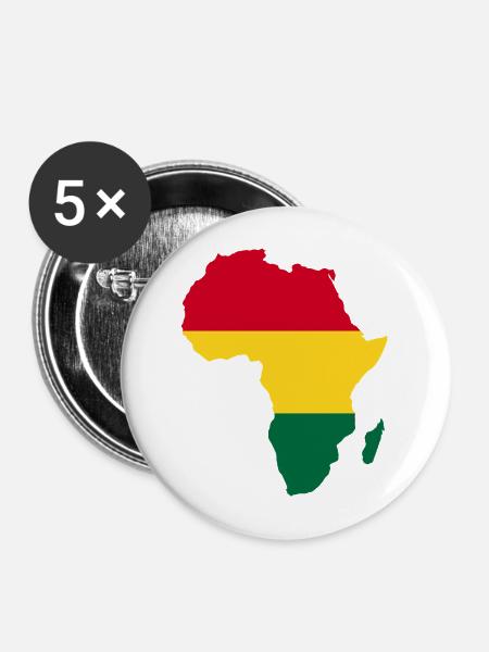 Afrika Flagge - Buttons mittel 32 mm (5er Pack) - Weiß