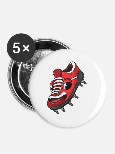 Fußballschuh Fußball - Buttons mittel 32 mm (5er Pack) - Weiß