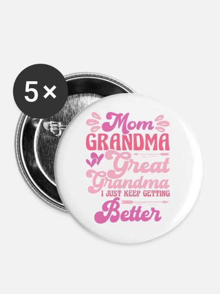 Oma Mama Geschenk Weihnachtsgeschenke Großmutter - Buttons mittel 32 mm (5er Pack) - Weiß