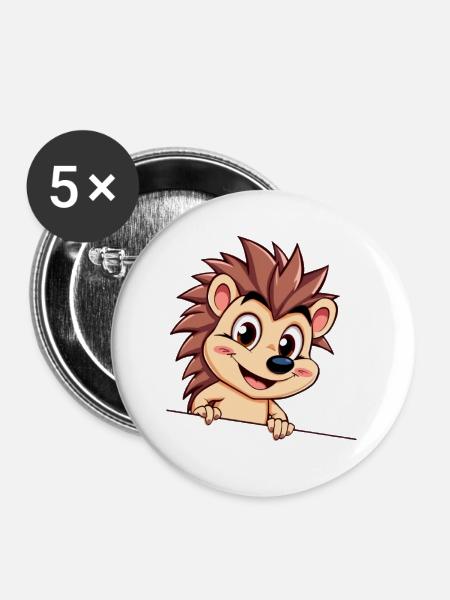Flinker Igel am Draht - Buttons mittel 32 mm (5er Pack) - Weiß
