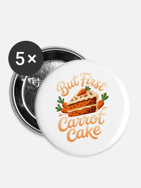 Kuchen Karotten Kuchen - Buttons mittel 32 mm (5er Pack) - Weiß