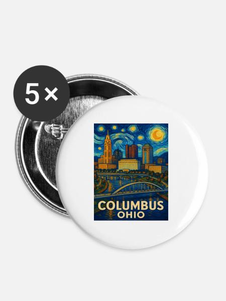 Columbus Ohio - Buttons mittel 32 mm (5er Pack) - Weiß