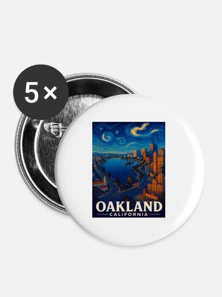 Oakland Kalifornien - Buttons mittel 32 mm (5er Pack) - Weiß