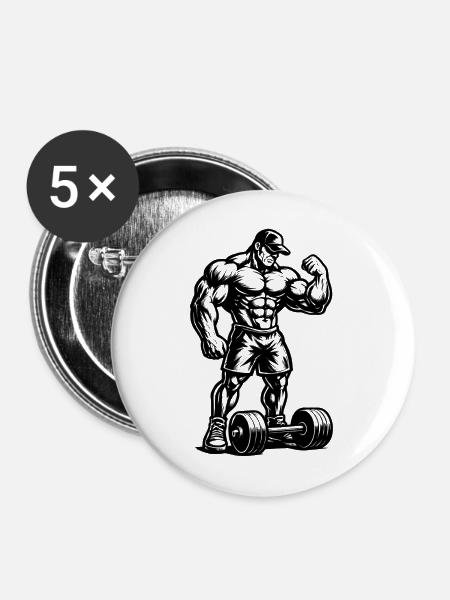 Mitternachts-Ironlift-Silhouette - Buttons mittel 32 mm (5er Pack) - Weiß