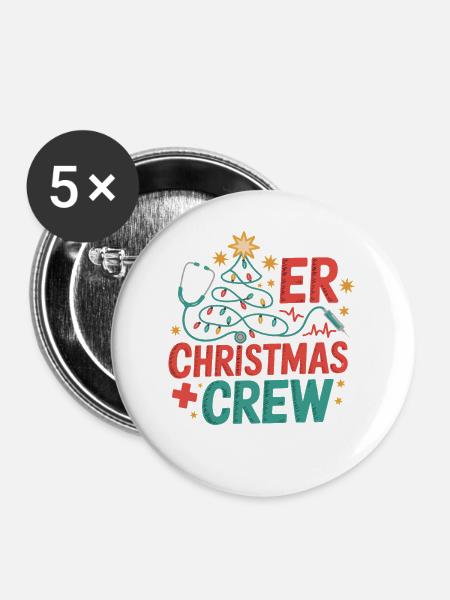 ER Weihnachts Crew - Buttons mittel 32 mm (5er Pack) - Weiß