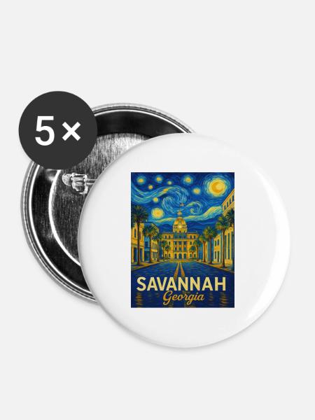 Savannah Georgia - Buttons mittel 32 mm (5er Pack) - Weiß