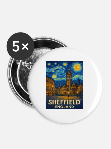Sheffield England - Buttons mittel 32 mm (5er Pack) - Weiß