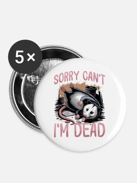 Funny Opossum - Buttons mittel 32 mm (5er Pack) - Weiß