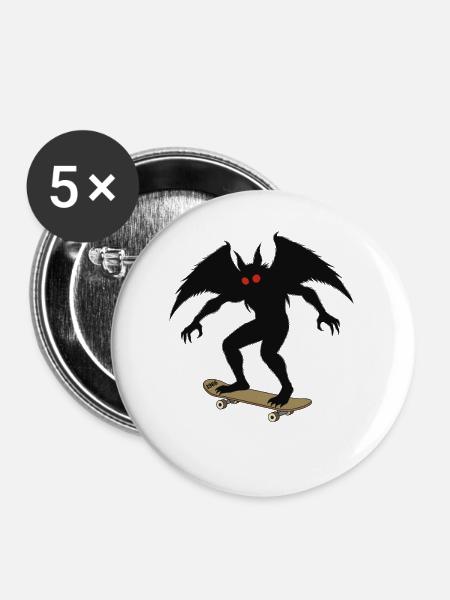 Mothman 1966 Skateboarding - Buttons mittel 32 mm (5er Pack) - Weiß