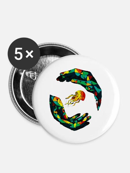 Geometrischer Quallenring - Buttons mittel 32 mm (5er Pack) - Weiß