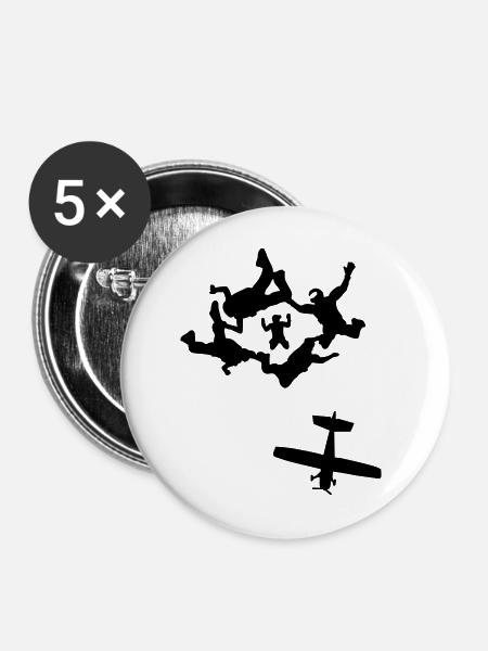 Skydiving - Buttons mittel 32 mm (5er Pack) - Weiß