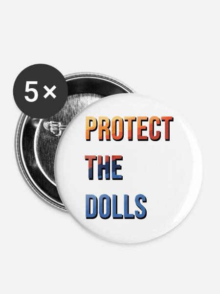 Protect_the_Dolls_2026 - Buttons mittel 32 mm (5er Pack) - Weiß