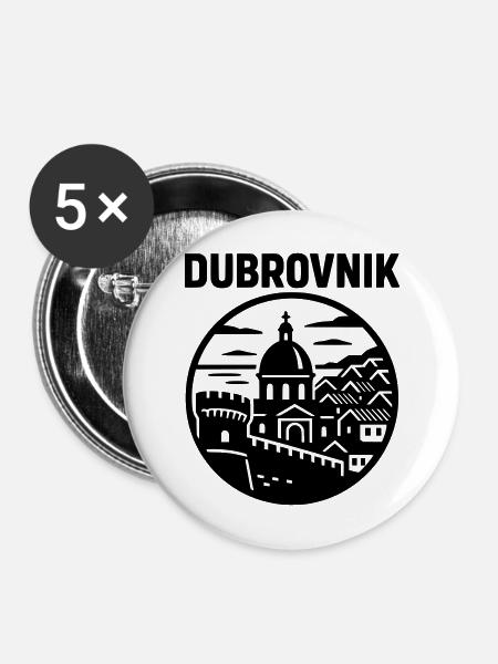 dubrovnik silhouette - Buttons mittel 32 mm (5er Pack) - Weiß