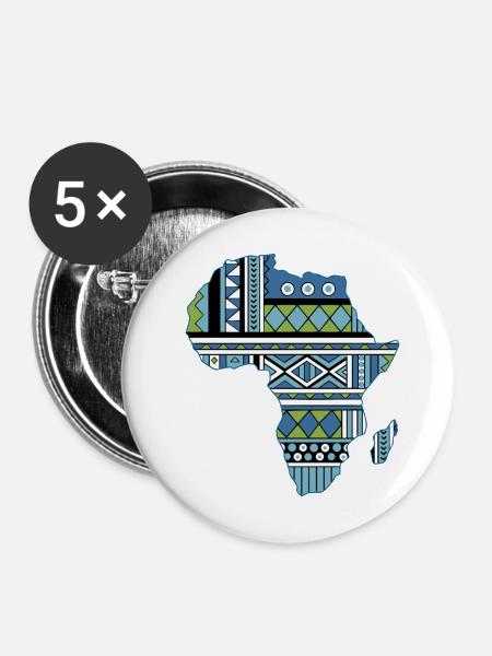 Afrika-Karten-Stammesgruppe - Buttons mittel 32 mm (5er Pack) - Weiß