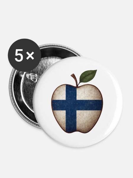 Finnland - Buttons mittel 32 mm (5er Pack) - Weiß