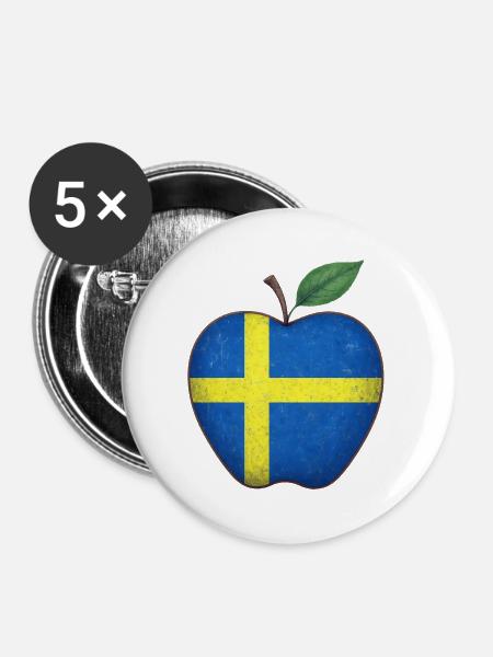 Schweden - Buttons mittel 32 mm (5er Pack) - Weiß