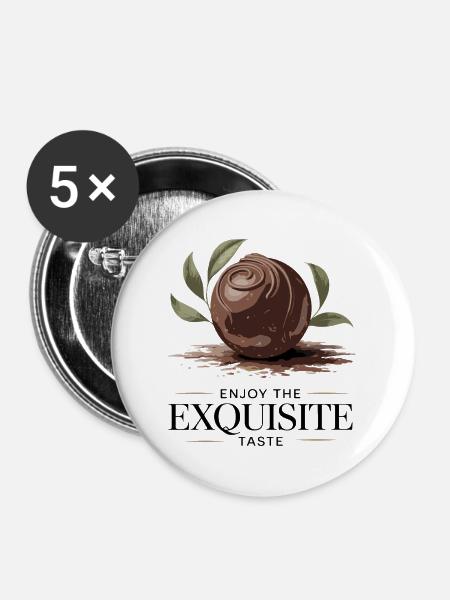 Schoko-Trüffelblatt-Glow - Buttons mittel 32 mm (5er Pack) - Weiß