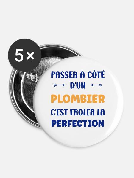 Klempner - Buttons mittel 32 mm (5er Pack) - Weiß