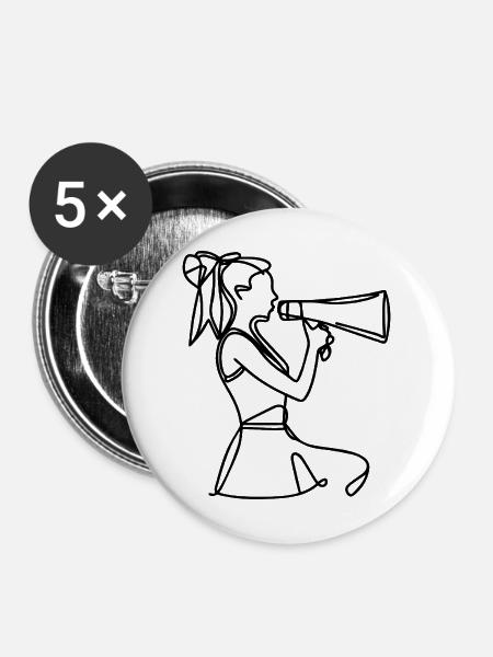 Cheerleaderin Zeichnung - Buttons mittel 32 mm (5er Pack) - Weiß