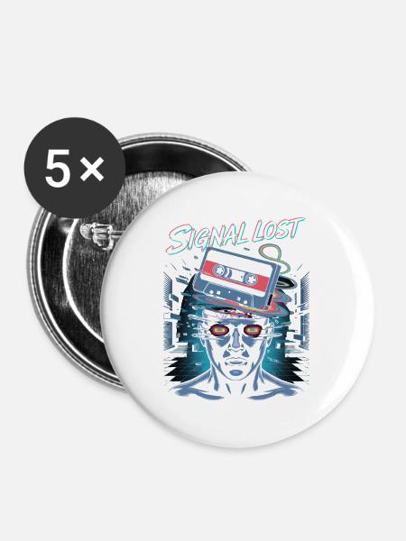 Signal Lost Retro Sci-Fi Glitch Design - Buttons mittel 32 mm (5er Pack) - Weiß