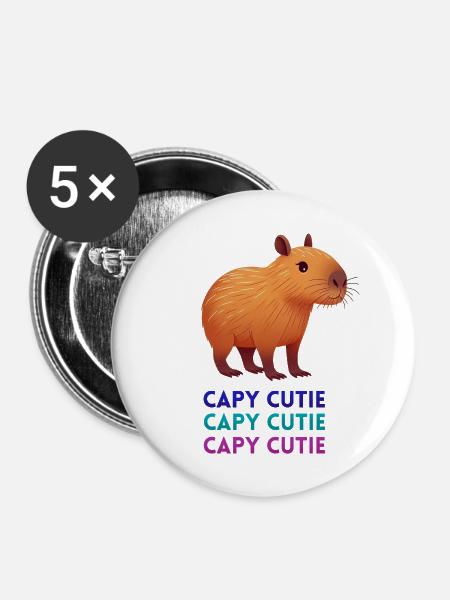 Charmante Kapybara - Buttons mittel 32 mm (5er Pack) - Weiß