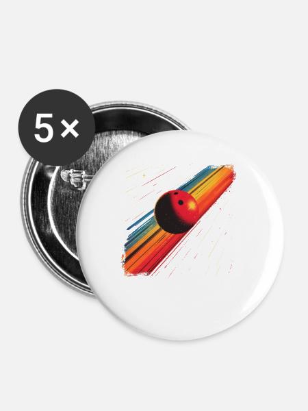 90er Bowlingkugel - Buttons mittel 32 mm (5er Pack) - Weiß
