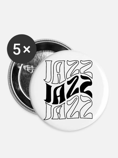 Kühnes Jazzmusik-Logo-Design - Buttons mittel 32 mm (5er Pack) - Weiß
