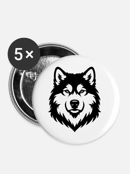 Alaskan Malamute schwaz - Buttons mittel 32 mm (5er Pack) - Weiß