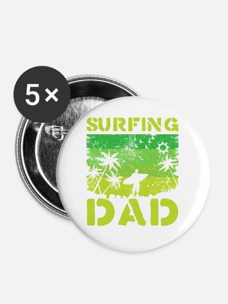 Surfen Dad Retro Grün - Buttons mittel 32 mm (5er Pack) - Weiß