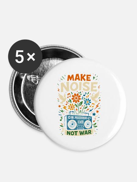 Make noise not war, peace musik - Buttons mittel 32 mm (5er Pack) - Weiß