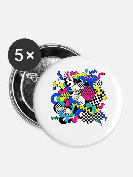 Neon Chaos Pop Art Muster - Buttons mittel 32 mm (5er Pack) - Weiß