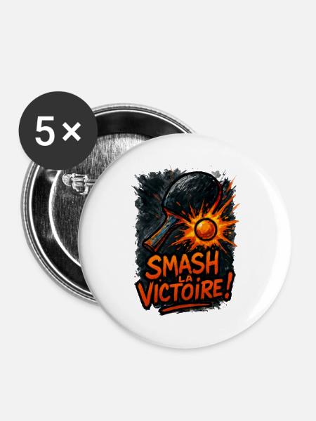 Zerstört den Sieg! Tischtennis - Buttons mittel 32 mm (5er Pack) - Weiß