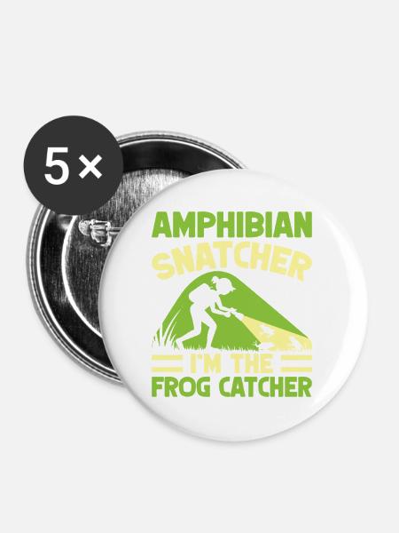 Frog Catcher Amphibian Snatcher Frog - Buttons mittel 32 mm (5er Pack) - Weiß