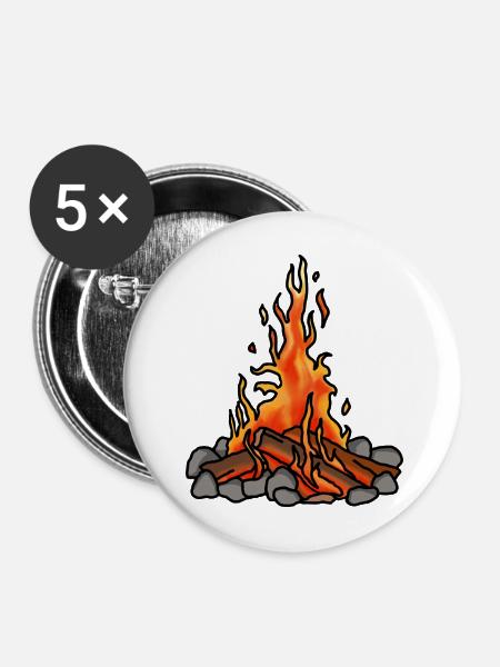 Lagerfeuer - Buttons mittel 32 mm (5er Pack) - Weiß