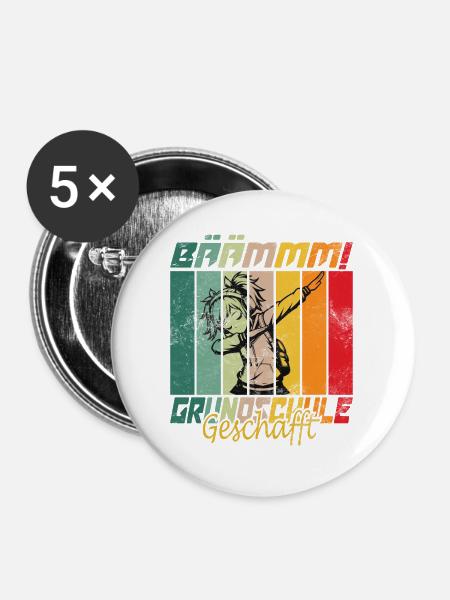 Grundschule Abschluss Grundschule geschafft - Buttons mittel 32 mm (5er Pack) - Weiß