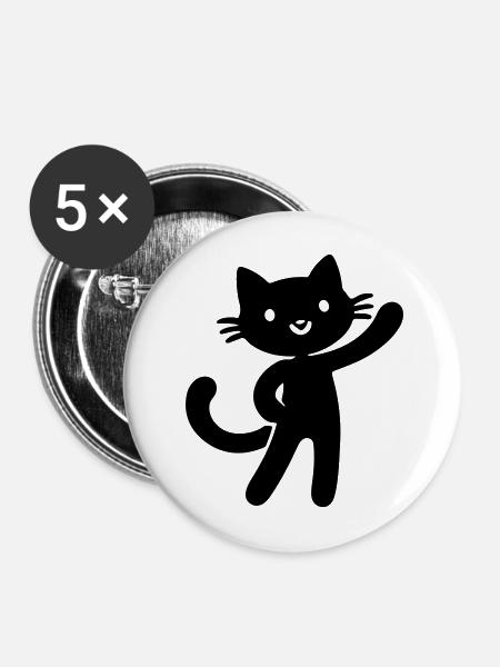 Katze Niedlich - Buttons mittel 32 mm (5er Pack) - Weiß