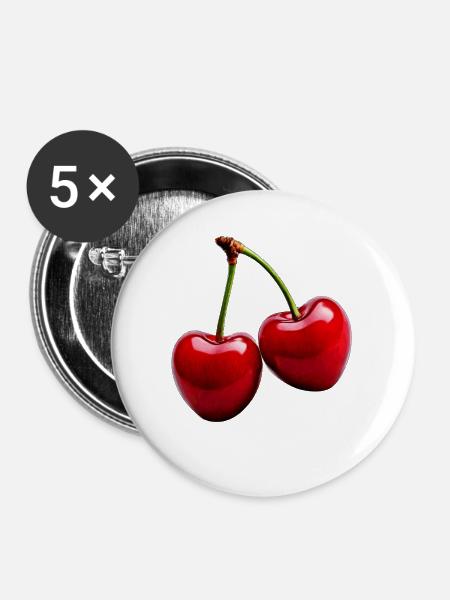 KIRSCHEN - Buttons mittel 32 mm (5er Pack) - Weiß