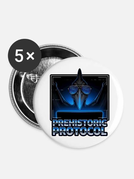 Vorzeitliches Protokoll Neon - Buttons mittel 32 mm (5er Pack) - Weiß