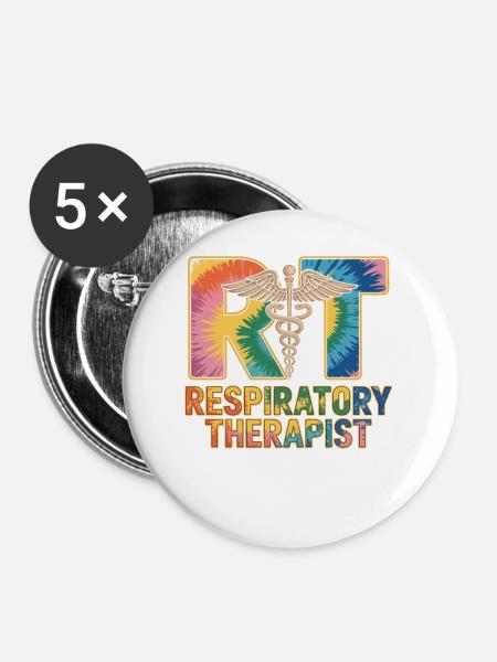 Respiratorischer Therapeut Tie-Dye - Buttons mittel 32 mm (5er Pack) - Weiß