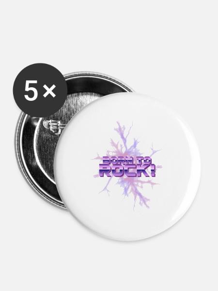 Born to Rock Neon Eis-Splash - Buttons mittel 32 mm (5er Pack) - Weiß