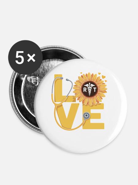Liebe heilt mit Sonnenblume - Buttons mittel 32 mm (5er Pack) - Weiß