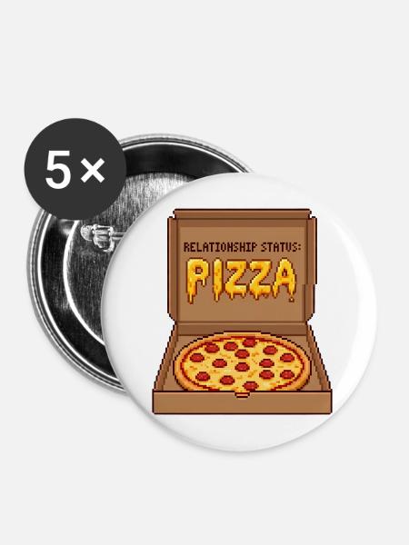 Relationship Status Pizza - Anti Valentine Gift - Buttons mittel 32 mm (5er Pack) - Weiß