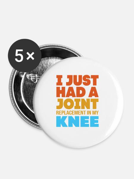 Knie Operation Knie OP - Buttons mittel 32 mm (5er Pack) - Weiß