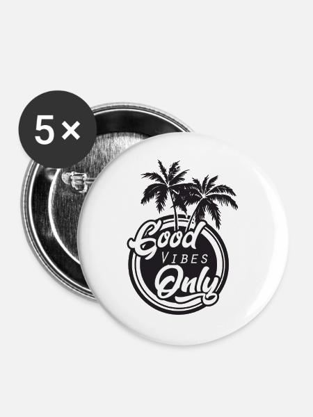 Gute Vibes Only Palmen - Buttons mittel 32 mm (5er Pack) - Weiß
