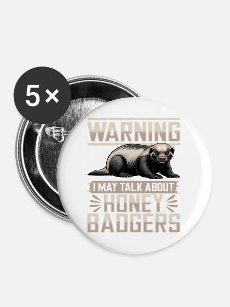 Funny Honey Badger - Buttons mittel 32 mm (5er Pack) - Weiß