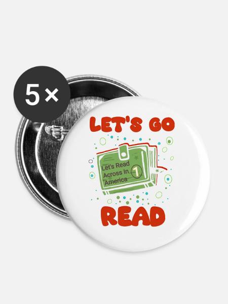 Lesen Sie Quer durch Amerika - Buttons mittel 32 mm (5er Pack) - Weiß