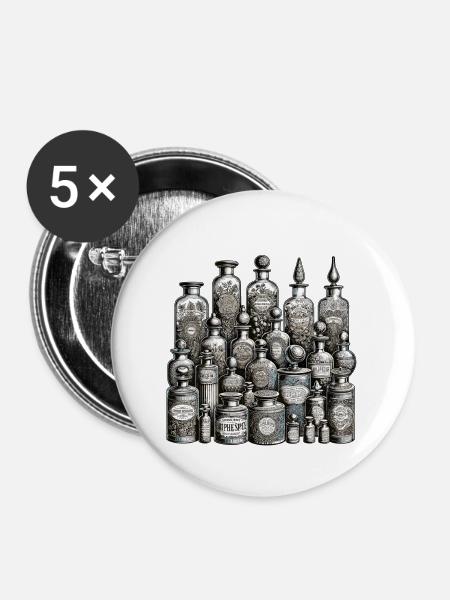 Antike Flaschenkollektion - Buttons mittel 32 mm (5er Pack) - Weiß